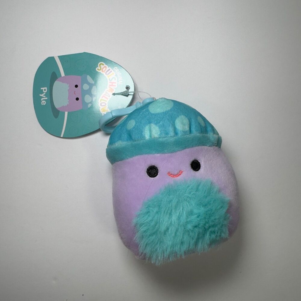 Squishmallow Plush Pyle The Mushroom Blue Purple 3.5" Clip-On Kids Toy Cute NWT